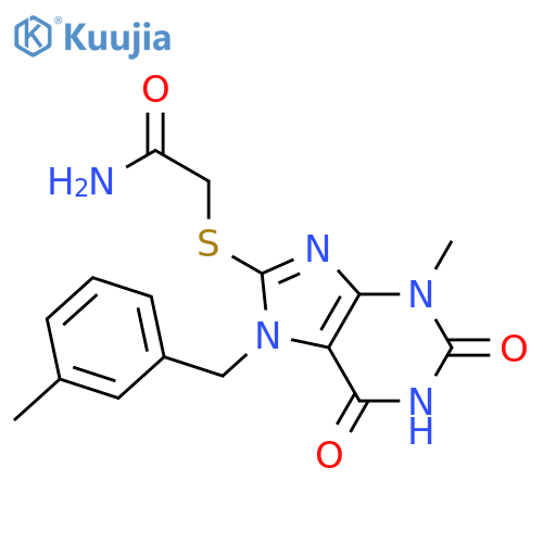 2-({3-methyl-7-(3-methylphenyl)methyl-2,6-dioxo-2,3,6,7-tetrahydro-1H-purin-8-yl}sulfanyl)acetamide structure