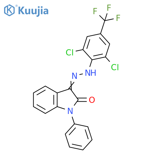 1-PHENYL-1H-INDOLE-2,3-DIONE 3-(N-[2,6-DICHLORO-4-(TRIFLUOROMETHYL)PHENYL]HYDRAZONE) structure