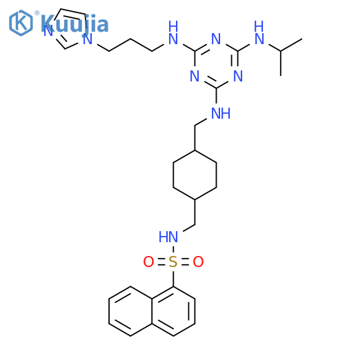 1-Naphthalenesulfonamide,N-[[4-[[[4-[[3-(1H-imidazol-1-yl)propyl]amino]-6-[(1-methylethyl)amino]-1,3,5-triazin-2-yl]amino]methyl]cyclohexyl]methyl]- structure