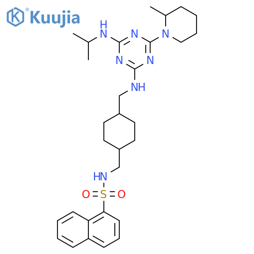 1-Naphthalenesulfonamide,N-[[4-[[[4-[(1-methylethyl)amino]-6-(2-methyl-1-piperidinyl)-1,3,5-triazin-2-yl]amino]methyl]cyclohexyl]methyl]- structure