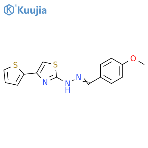 2-(E)-2-(4-methoxyphenyl)methylidenehydrazin-1-yl-4-(thiophen-2-yl)-1,3-thiazole structure