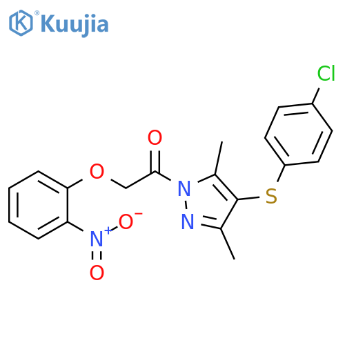 1-{4-(4-chlorophenyl)sulfanyl-3,5-dimethyl-1H-pyrazol-1-yl}-2-(2-nitrophenoxy)ethan-1-one structure