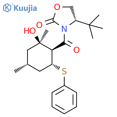 2-Oxazolidinone, 4-(1,1-dimethylethyl)-3-[[(1S,2R,4R,6R)-2-hydroxy-2,4-dimethyl-6-(phenylthio)cyclohexyl]carbonyl]-, (4S)- structure