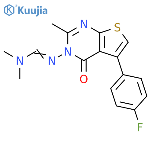 (E)-N'-5-(4-fluorophenyl)-2-methyl-4-oxo-3H,4H-thieno2,3-dpyrimidin-3-yl-N,N-dimethylmethanimidamide structure