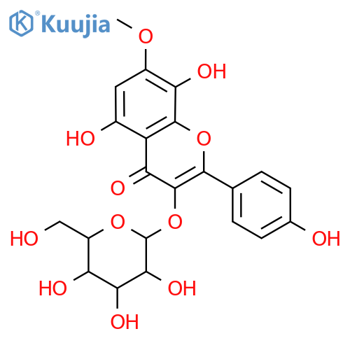 4H-1-Benzopyran-4-one, 3-(β-D-glucopyranosyloxy)-5,8-dihydroxy-2-(4-hydroxyphenyl)-7-methoxy- structure