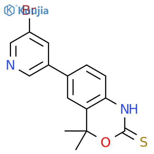 2H-3,1-BENZOXAZINE-2-THIONE, 6-(5-BROMO-3-PYRIDINYL)-1,4-DIHYDRO-4,4-DIMETHYL- structure