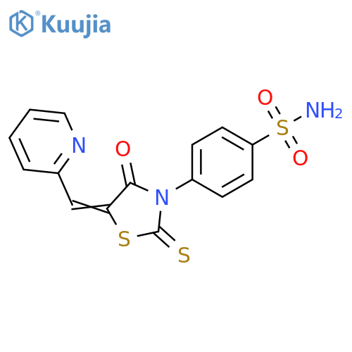 4-(5E)-4-oxo-5-(pyridin-2-yl)methylidene-2-sulfanylidene-1,3-thiazolidin-3-ylbenzene-1-sulfonamide structure