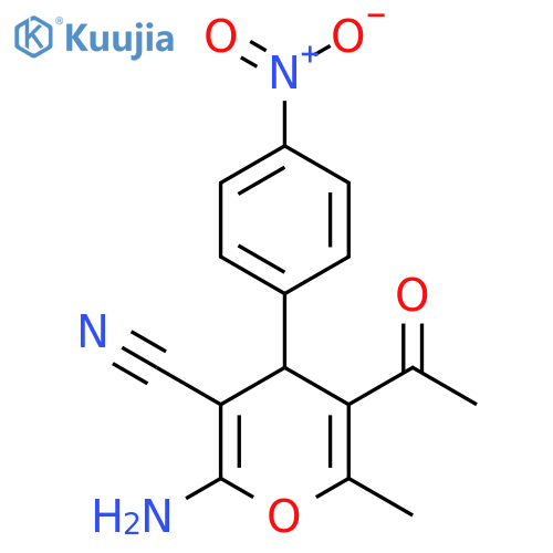 5-acetyl-2-amino-4-{4-nitrophenyl}-6-methyl-4H-pyran-3-carbonitrile structure