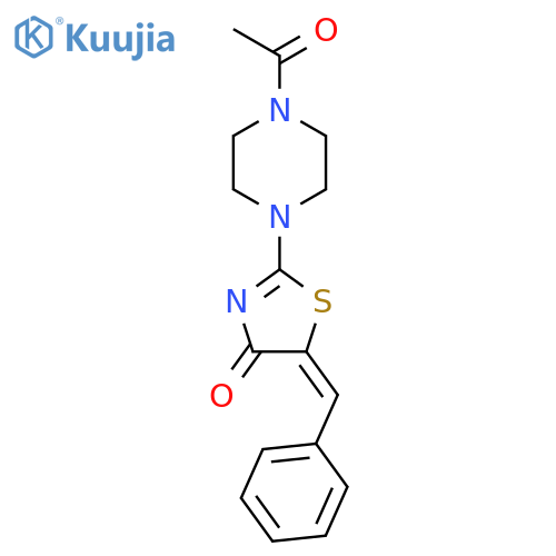 (5E)-2-(4-acetylpiperazin-1-yl)-5-(phenylmethylidene)-4,5-dihydro-1,3-thiazol-4-one structure