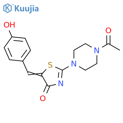 (5E)-2-(4-acetylpiperazin-1-yl)-5-(4-hydroxyphenyl)methylidene-4,5-dihydro-1,3-thiazol-4-one structure