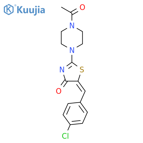 (5E)-2-(4-acetylpiperazin-1-yl)-5-(4-chlorophenyl)methylidene-4,5-dihydro-1,3-thiazol-4-one structure