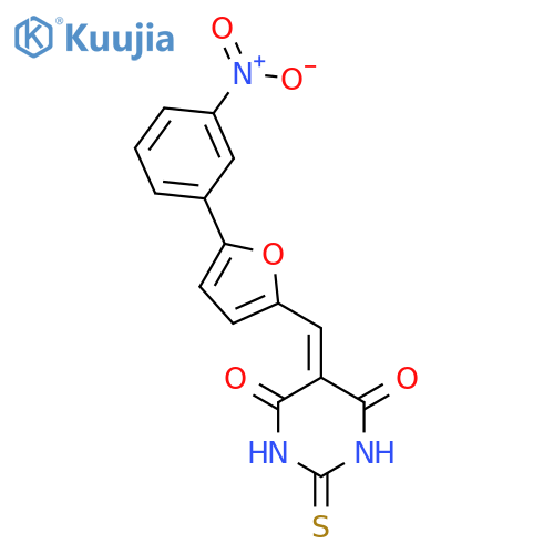 5-{5-(3-nitrophenyl)furan-2-ylmethylidene}-2-sulfanylidene-1,3-diazinane-4,6-dione structure