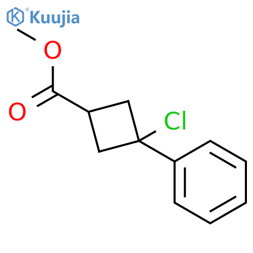 Cyclobutanecarboxylic acid, 3-chloro-3-phenyl-, methyl ester structure