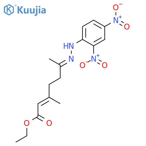2-Heptenoic acid, 6-[(2,4-dinitrophenyl)hydrazono]-3-methyl-, ethyl ester structure