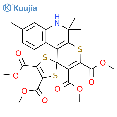 Tetramethyl 5',5',8'-trimethyl-5',6'-dihydrospiro1,3-dithiole-2,1'-thiopyrano2,3-cquinoline-2',3',4,5-tetracarboxylate structure