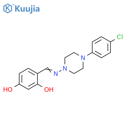 4-(1E)-{4-(4-chlorophenyl)piperazin-1-ylimino}methylbenzene-1,3-diol structure