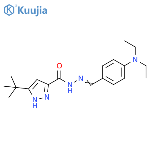 3-tert-butyl-N'-(1Z)-4-(diethylamino)phenylmethylidene-1H-pyrazole-5-carbohydrazide structure