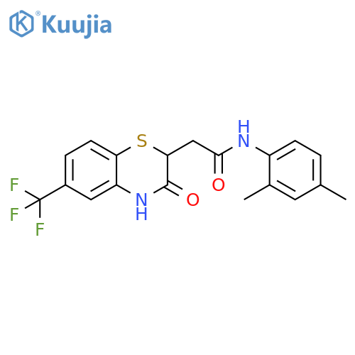 N-(2,4-dimethylphenyl)-2-3-oxo-6-(trifluoromethyl)-3,4-dihydro-2H-1,4-benzothiazin-2-ylacetamide structure