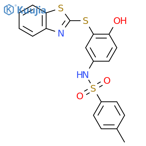 N-3-(1,3-benzothiazol-2-ylsulfanyl)-4-hydroxyphenyl-4-methylbenzene-1-sulfonamide structure