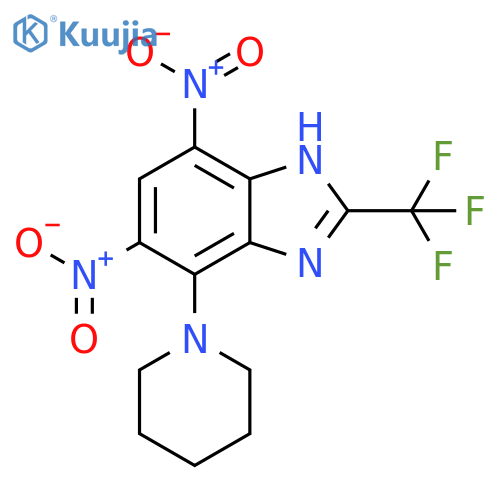 1H-Benzimidazole, 5,7-dinitro-4-(1-piperidinyl)-2-(trifluoromethyl)- structure