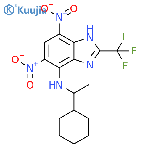 1H-Benzimidazol-4-amine,N-(1-cyclohexylethyl)-5,7-dinitro-2-(trifluoromethyl)- structure