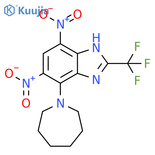 1H-Benzimidazole,4-(hexahydro-1H-azepin-1-yl)-5,7-dinitro-2-(trifluoromethyl)- structure