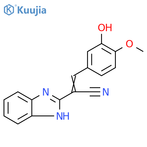 (2E)-2-(1H-1,3-benzodiazol-2-yl)-3-(3-hydroxy-4-methoxyphenyl)prop-2-enenitrile structure