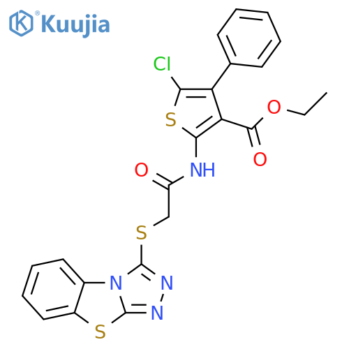 ethyl 5-chloro-4-phenyl-2-(2-{7-thia-2,4,5-triazatricyclo6.4.0.0^{2,6}dodeca-1(8),3,5,9,11-pentaen-3-ylsulfanyl}acetamido)thiophene-3-carboxylate structure