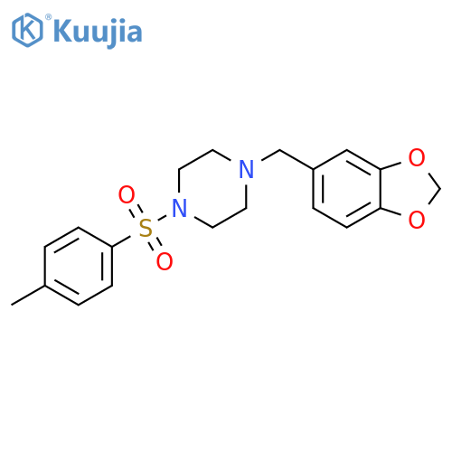 1-(1,3-benzodioxol-5-ylmethyl)-4-[(4-methylphenyl)sulfonyl]piperazine structure