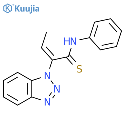 (Z,2E)-2-(1H-1,2,3-Benzotriazol-1-yl)-N-phenylbuta-2-enimidothioic acid structure
