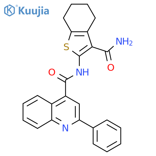 N-(3-carbamoyl-4,5,6,7-tetrahydro-1-benzothiophen-2-yl)-2-phenylquinoline-4-carboxamide structure