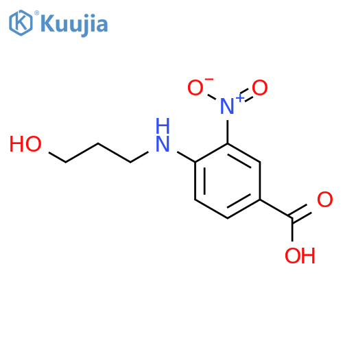 4-(3-hydroxypropyl)amino-3-nitrobenzoic acid structure