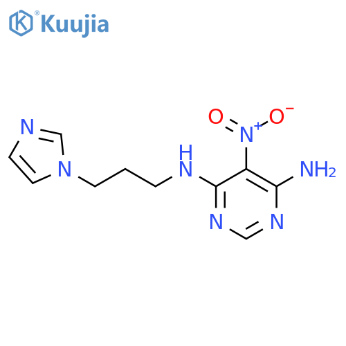 N4-[3-(1H-imidazol-1-yl)propyl]-5-nitropyrimidine-4,6-diamine structure