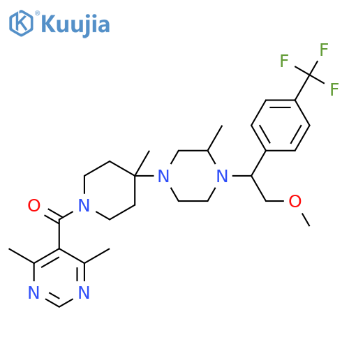 Methanone,(4,6-dimethyl-5-pyrimidinyl)[4-[(3S)-4-[(1R)-2-methoxy-1-[4-(trifluoromethyl)phenyl]ethyl]-3-methyl-1-piperazinyl]-4-methyl-1-piperidinyl]- structure