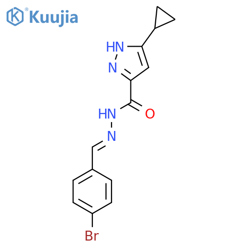 N'-(1E)-(4-bromophenyl)methylidene-3-cyclopropyl-1H-pyrazole-5-carbohydrazide structure