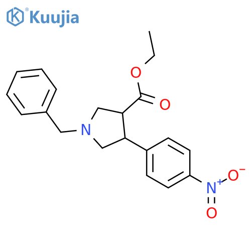 3-Pyrrolidinecarboxylicacid, 4-(4-nitrophenyl)-1-(phenylmethyl)-, ethyl ester structure