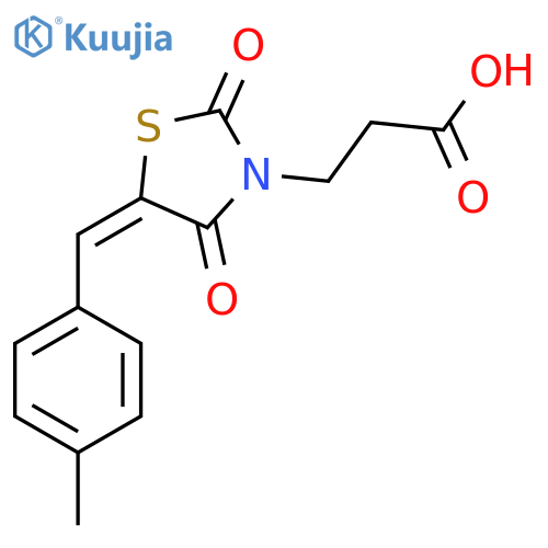 3-[(5E)-5-[(4-methylphenyl)methylidene]-2,4-dioxo-1,3-thiazolidin-3-yl]propanoic acid structure