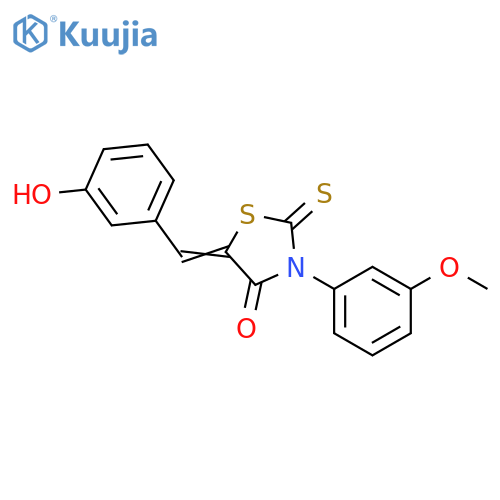 (5Z)-5-(3-hydroxyphenyl)methylidene-3-(3-methoxyphenyl)-2-sulfanylidene-1,3-thiazolidin-4-one structure