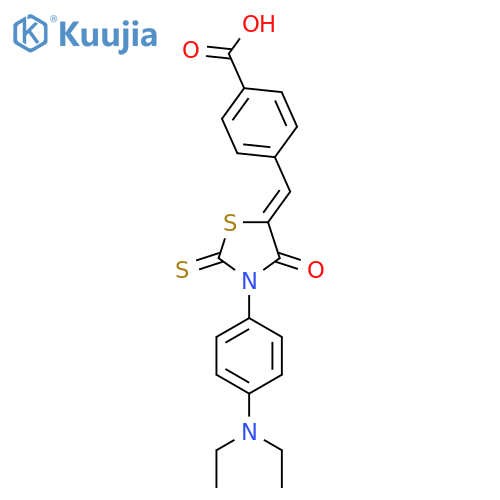 4-{(5Z)-3-4-(diethylamino)phenyl-4-oxo-2-sulfanylidene-1,3-thiazolidin-5-ylidenemethyl}benzoic acid structure