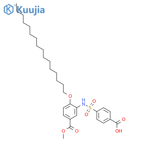 Benzoic acid,3-[[(4-carboxyphenyl)sulfonyl]amino]-4-(hexadecyloxy)-, 1-methyl ester structure