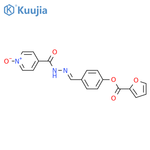 4-{N'-(1E)-4-(furan-2-carbonyloxy)phenylmethylidenehydrazinecarbonyl}pyridin-1-ium-1-olate structure