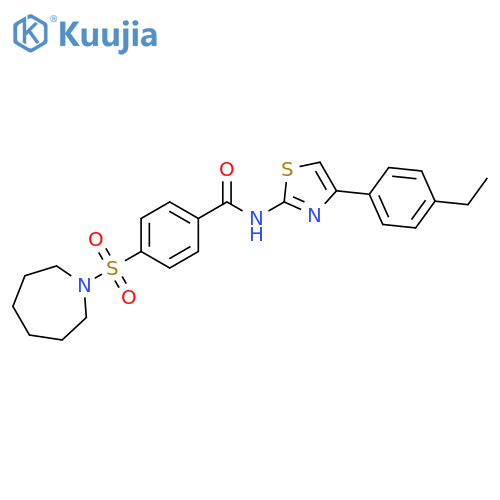 4-(azepane-1-sulfonyl)-N-4-(4-ethylphenyl)-1,3-thiazol-2-ylbenzamide structure