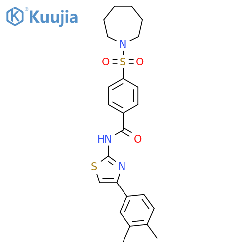 4-(azepane-1-sulfonyl)-N-4-(3,4-dimethylphenyl)-1,3-thiazol-2-ylbenzamide structure