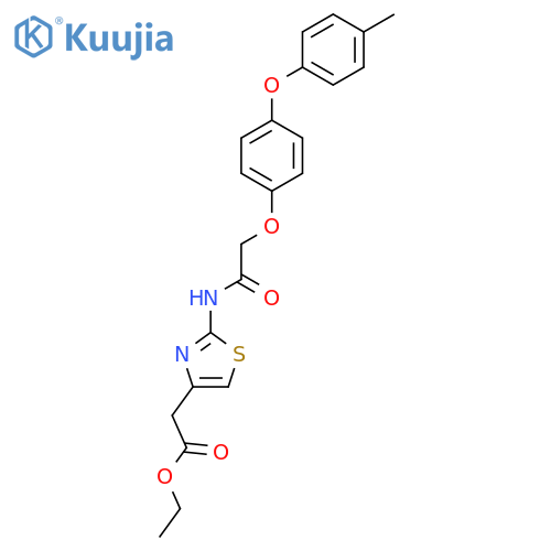 ethyl 2-(2-{2-4-(4-methylphenoxy)phenoxyacetamido}-1,3-thiazol-4-yl)acetate structure