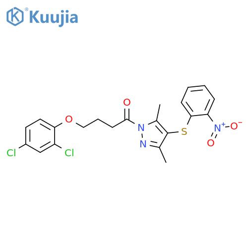 4-(2,4-dichlorophenoxy)-1-{3,5-dimethyl-4-(2-nitrophenyl)sulfanyl-1H-pyrazol-1-yl}butan-1-one structure