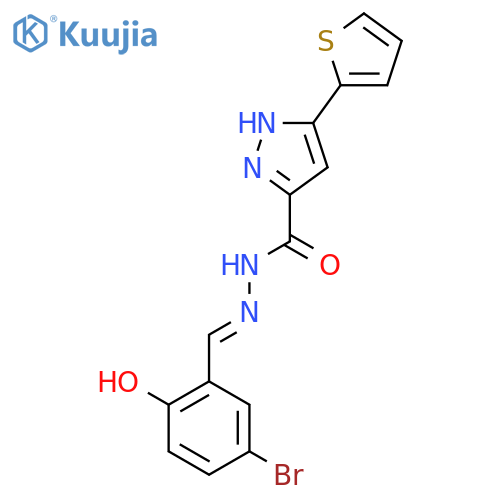N'-(1E)-(5-bromo-2-hydroxyphenyl)methylidene-3-(thiophen-2-yl)-1H-pyrazole-5-carbohydrazide structure