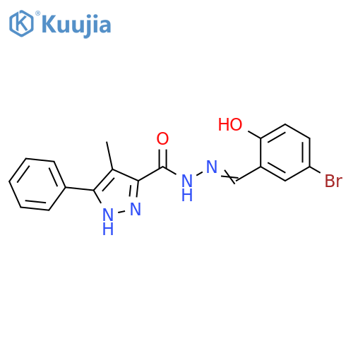 N'-(1Z)-(5-bromo-2-hydroxyphenyl)methylidene-4-methyl-3-phenyl-1H-pyrazole-5-carbohydrazide structure