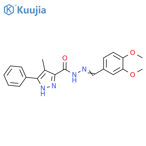 N'-(1E)-(3,4-dimethoxyphenyl)methylidene-4-methyl-3-phenyl-1H-pyrazole-5-carbohydrazide structure