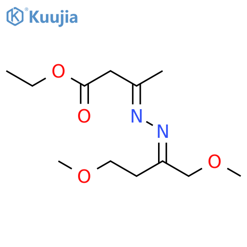 Butanoic acid,3-[2-[3-methoxy-1-(methoxymethyl)propylidene]hydrazinylidene]-, ethyl ester structure