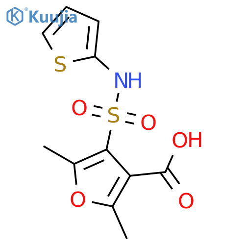 2,5-Dimethyl-4-(N-(thiophen-2-yl)sulfamoyl)furan-3-carboxylic acid structure